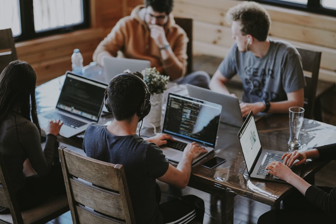 Software development team collaborating on a digital product
